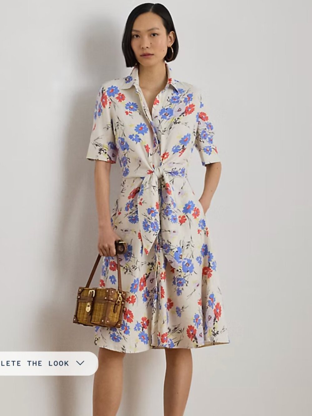 NWT Lauren Ralph Lauren Floral 100% Linen Shirtdress – 6P- MSRP $215
